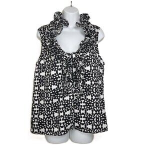 Anne Fontaine Corset Back Ruffle Deep V-Neck Dual Zip Sleeveless Top 8 Romantic